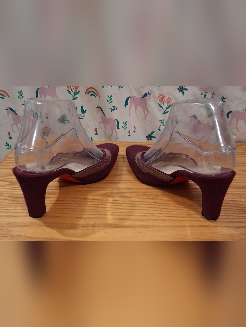Vintage Y2K Christian Louboutin Purple Felt Mule Heel Shoe SZ 5US 35.5EU - Picture 5 of 11